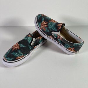 Womens 7 Vans canvas slip on Hawaiian tropical floral slip-on shoe